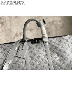 Replica Louis Vuitton Keepall Bandouliere 50B Bag Monogram Shadow M46117 2