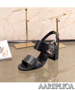 Replica Louis Vuitton Black Leather Horizon Sandal 2