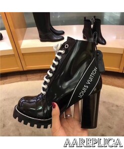 Replica Louis Vuitton Black Leather Star Trail Ankle Boot 2