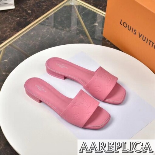 Replica Louis Vuitton Revival Flat Mules In Pink Monogram Lambskin 6