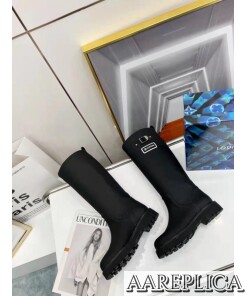 Replica Louis Vuitton Territory Flat High Boots In Black Leather 2