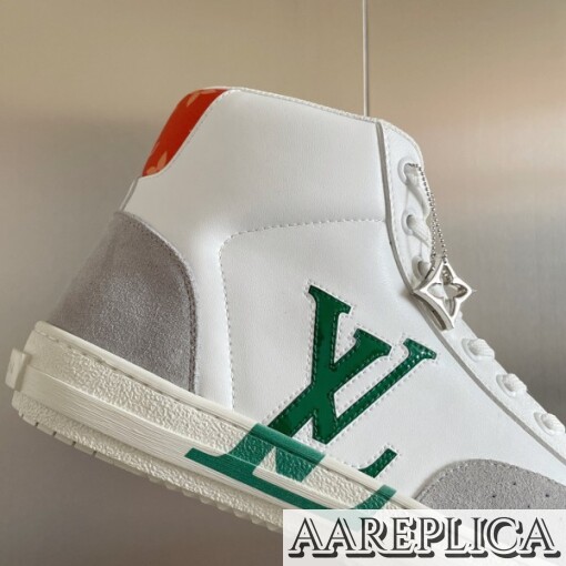 Replica Louis Vuitton White Charlie Sneaker Boots With Green Detail 2
