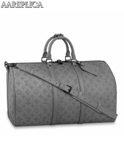 Replica Louis Vuitton Keepall Bandouliere 50B Bag Monogram Shadow M46117