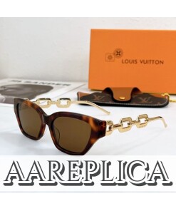 Replica Louis Vuitton Tortoise LV Edge Sunglasses Z1474E 2