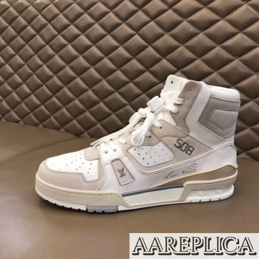 Replica Louis Vuitton White LV Trainer Sneaker Boots 5