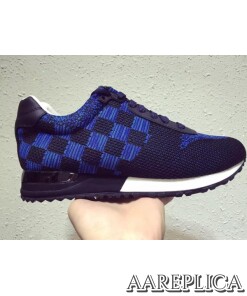 Replica Louis Vuitton Men Blue Run Away Sneaker Damier 2