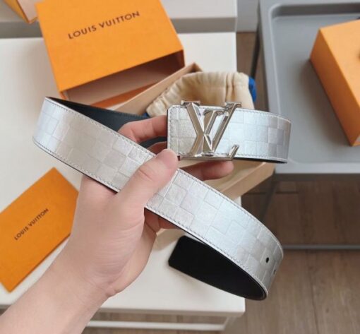 Replica Louis Vuitton LV Pyramide Glitter 40MM Belt Damier Leather M0504V 5