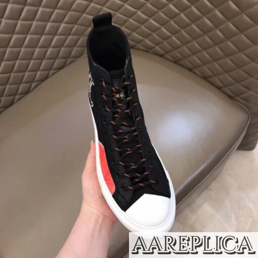 Replica Louis Vuitton Tattoo Sneaker Boots In Black Textile 6