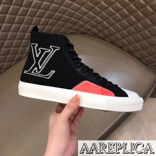 Replica Louis Vuitton Tattoo Sneaker Boots In Black Textile 7