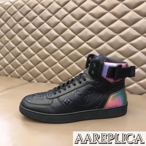 Replica Louis Vuitton Rivoli Sneaker Boots In Black Monogram Leather 4