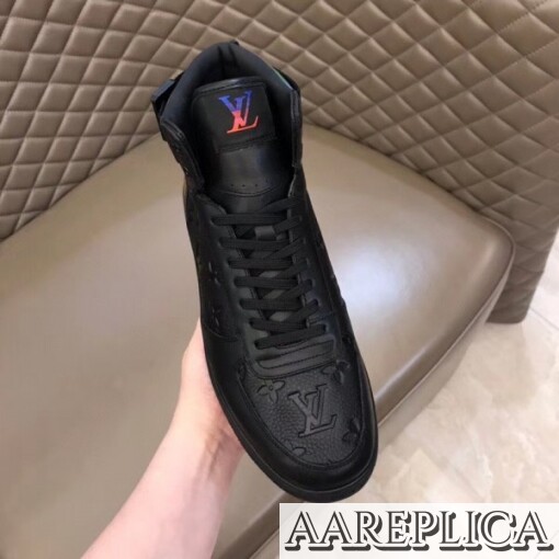 Replica Louis Vuitton Rivoli Sneaker Boots In Black Monogram Leather 5