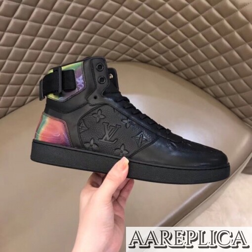 Replica Louis Vuitton Rivoli Sneaker Boots In Black Monogram Leather 6
