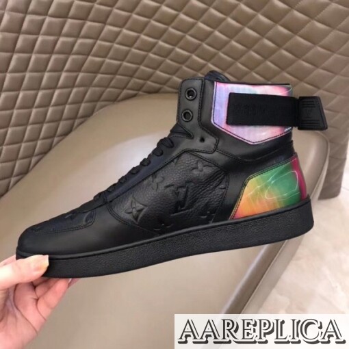 Replica Louis Vuitton Rivoli Sneaker Boots In Black Monogram Leather 7