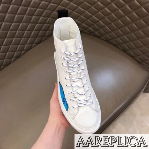 Replica Louis Vuitton Tattoo Sneaker Boots In White Textile 6
