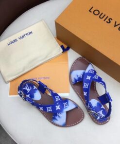 Replica Louis Vuitton LV Escale Palma Flat Sandals Blue 2