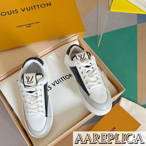 Replica Louis Vuitton Charlie Sneakers In White Leather With Black Detail 7