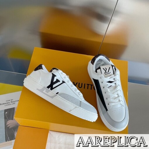 Replica Louis Vuitton Charlie Sneakers In White Leather With Black Detail 8