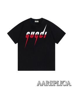 Replica GG T-shirt with Gucci Blade print Black