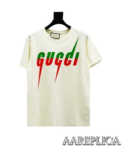 Replica GG T-shirt with Gucci Blade print White